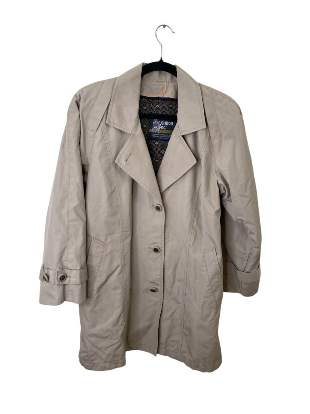 Vintage London Fog Trench Coat Womens 6 Beige Long Classic Button Front